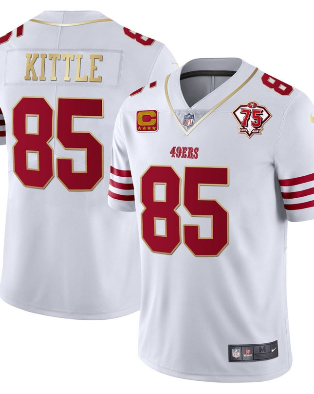 Men's 49ers 75th Anniversary Patch Vapor Gold Jersey Collection - All Stitched 1 SF49_KDZ - KINDOZY