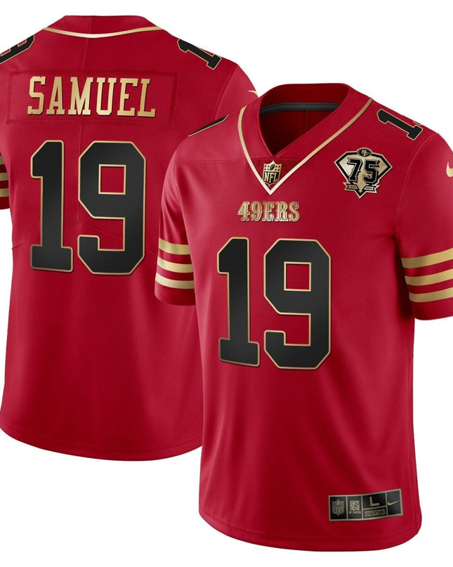 Men's 49ers 75th Anniversary Patch Vapor Gold Jersey Collection - All Stitched 1 SF49_KDZ - KINDOZY