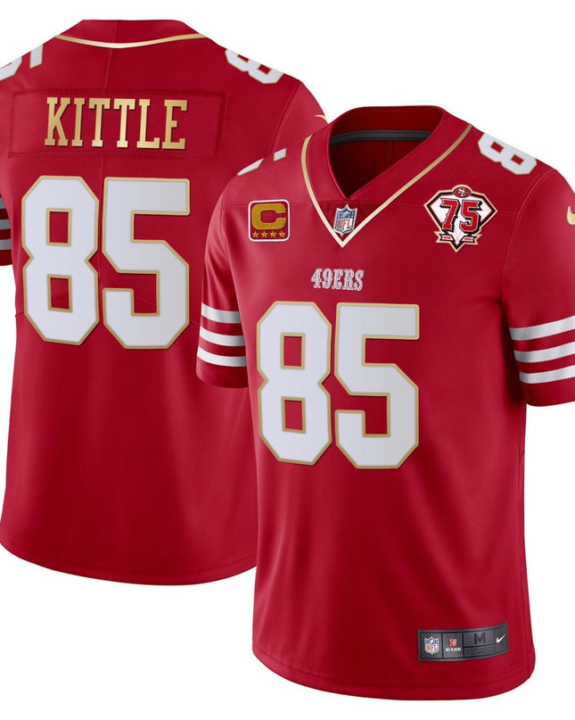 Men's 49ers 75th Anniversary Patch Vapor Gold Jersey Collection - All Stitched 1 SF49_KDZ - KINDOZY