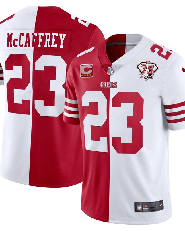 Men's 49ers 75th Anniversary Patch White Gold & Black Gold - All Stitched SF49_KDZ - KINDOZY