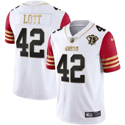 Men's 49ers 75th Anniversary Patch White Gold & Black Gold - All Stitched SF49_KDZ - KINDOZY