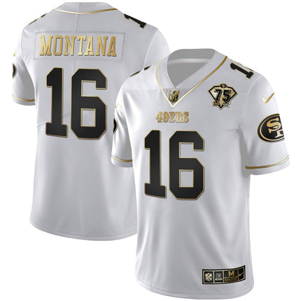 Men's 49ers 75th Anniversary Patch White Gold & Black Gold - All Stitched SF49_KDZ - KINDOZY