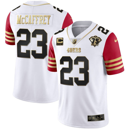 Men's 49ers 75th Anniversary Patch White Gold & Black Gold - All Stitched SF49_KDZ - KINDOZY