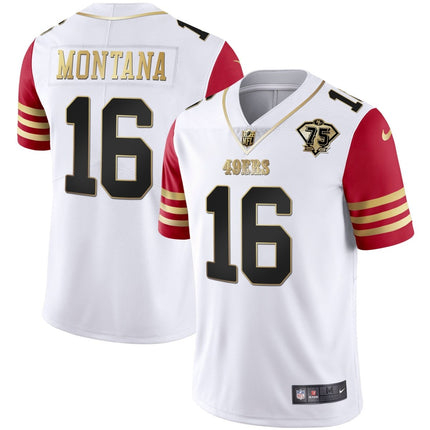 Men's 49ers 75th Anniversary Patch White Gold & Black Gold - All Stitched SF49_KDZ - KINDOZY