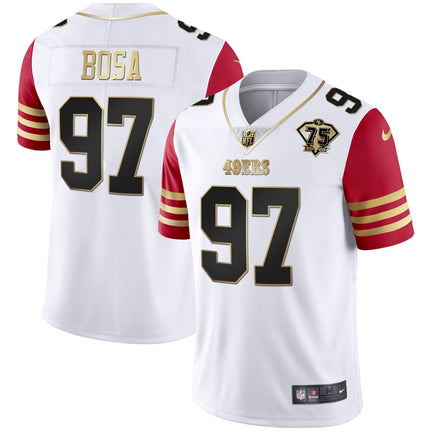 Men's 49ers 75th Anniversary Patch White Gold & Black Gold - All Stitched SF49_KDZ - KINDOZY