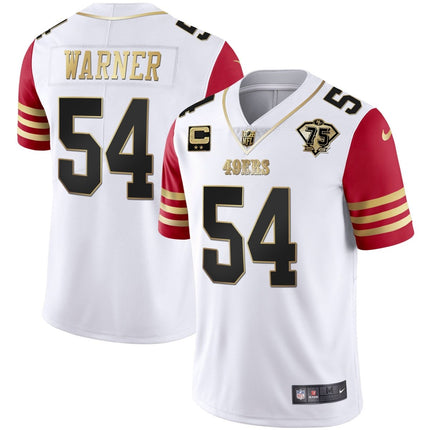 Men's 49ers 75th Anniversary Patch White Gold & Black Gold - All Stitched SF49_KDZ - KINDOZY