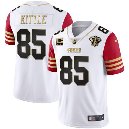 Men's 49ers 75th Anniversary Patch White Gold & Black Gold - All Stitched SF49_KDZ - KINDOZY