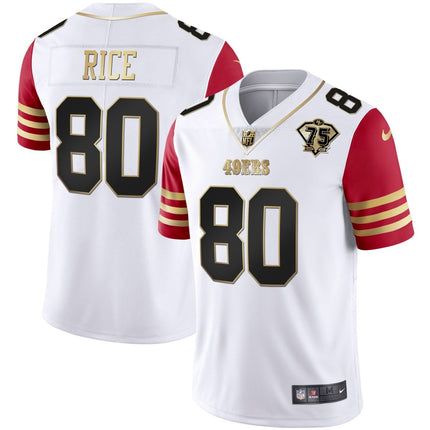 Men's 49ers 75th Anniversary Patch White Gold & Black Gold - All Stitched SF49_KDZ - KINDOZY