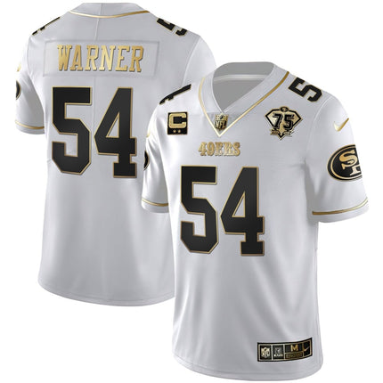 Men's 49ers 75th Anniversary Patch White Gold & Black Gold - All Stitched SF49_KDZ - KINDOZY