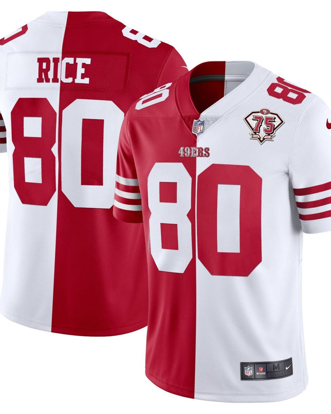 Men's 49ers 75th Anniversary Patch White Gold & Black Gold - All Stitched SF49_KDZ - KINDOZY