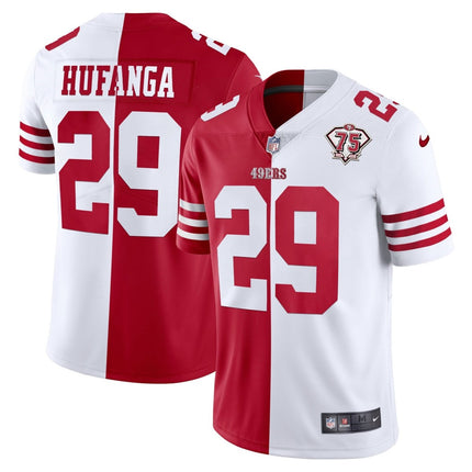 Men's 49ers 75th Anniversary Patch White Gold & Black Gold - All Stitched SF49_KDZ - KINDOZY