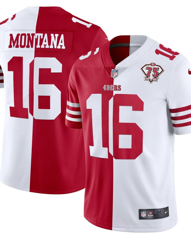 Men's 49ers 75th Anniversary Patch White Gold & Black Gold - All Stitched SF49_KDZ - KINDOZY