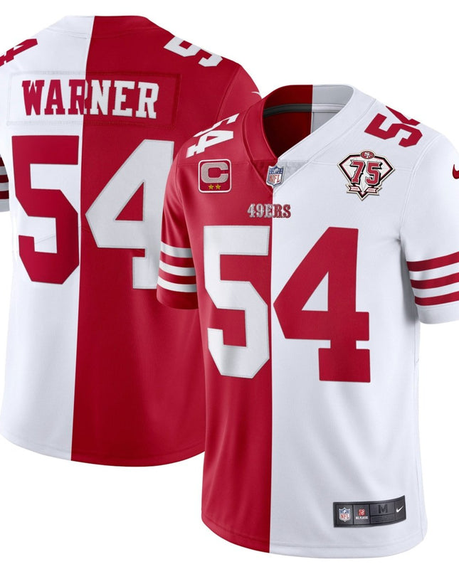 Men's 49ers 75th Anniversary Patch White Gold & Black Gold - All Stitched SF49_KDZ - KINDOZY