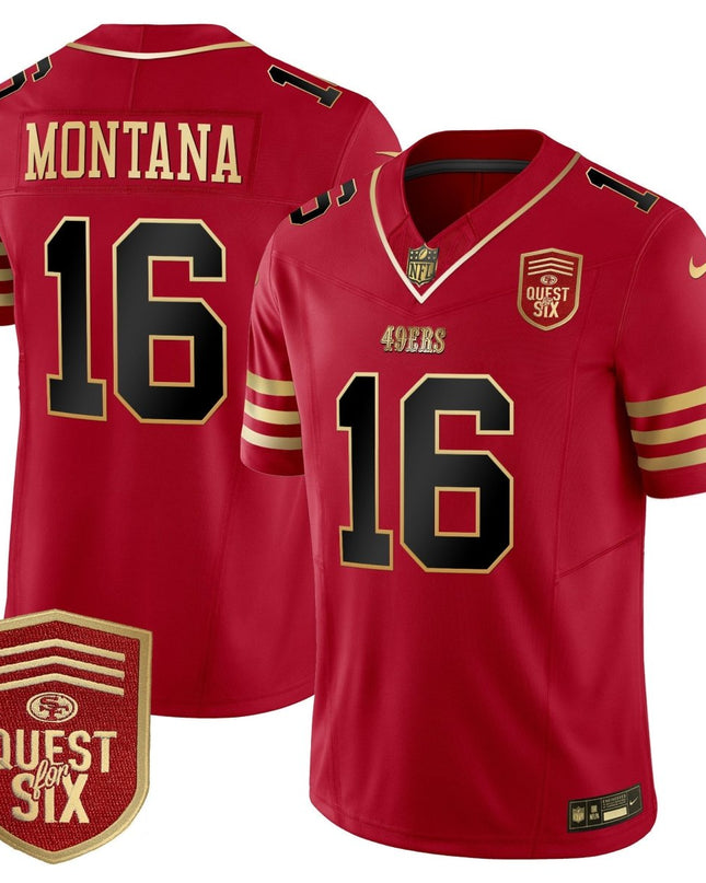 Men's 49ers Quest For Six Patch Vapor Limited Jersey - All Stitched SF49_KDZ - KINDOZY