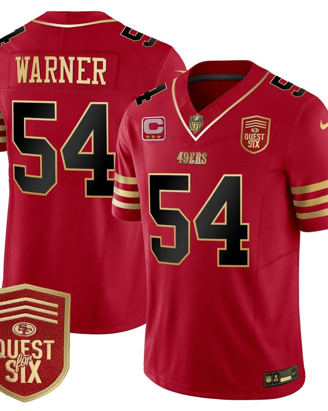 Men's 49ers Quest For Six Patch Vapor Limited Jersey - All Stitched SF49_KDZ - KINDOZY