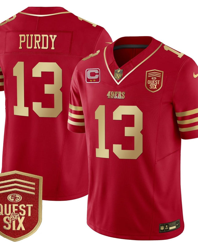 Men's 49ers Quest For Six Patch Vapor Limited Jersey - All Stitched SF49_KDZ - KINDOZY