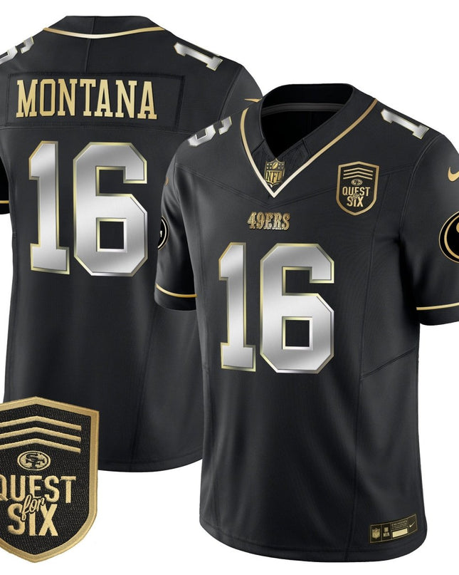 Men's 49ers Quest For Six Patch Vapor Limited Jersey - All Stitched SF49_KDZ - KINDOZY