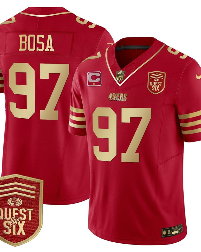 Men's 49ers Quest For Six Patch Vapor Limited Jersey - All Stitched SF49_KDZ - KINDOZY