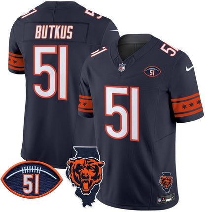 Men's Bears Illinois & Dick Butkus Patch Vapor Limited Jersey - All Stitched CHIBEA_KDZ - KINDOZY