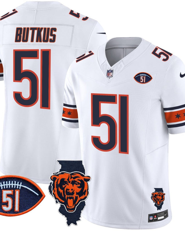 Men's Bears Illinois & Dick Butkus Patch Vapor Limited Jersey - All Stitched CHIBEA_KDZ - KINDOZY