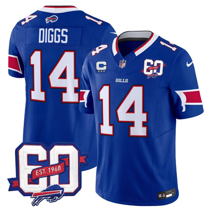 Men's Bills 60th Anniversary Patch Vapor Limited Jersey - All Stitched BUF_KDZ - KINDOZY