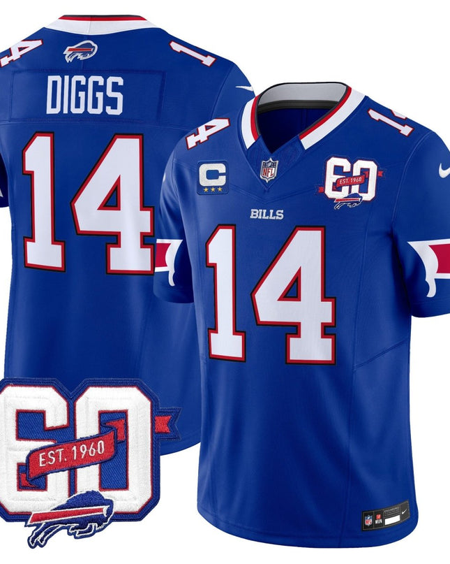 Men's Bills 60th Anniversary Patch Vapor Limited Jersey - All Stitched BUF_KDZ - KINDOZY