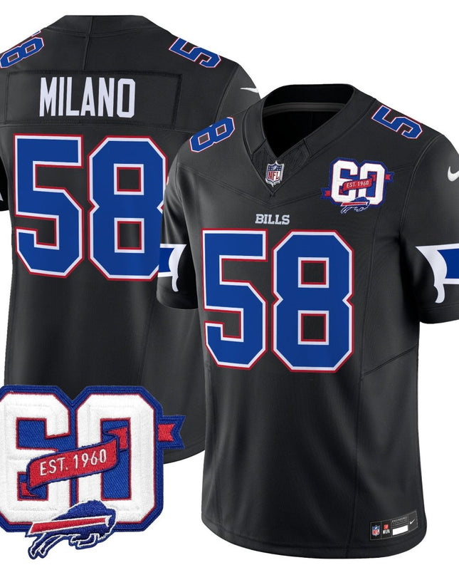 Men's Bills 60th Anniversary Patch Vapor Limited Jersey - All Stitched BUF_KDZ - KINDOZY