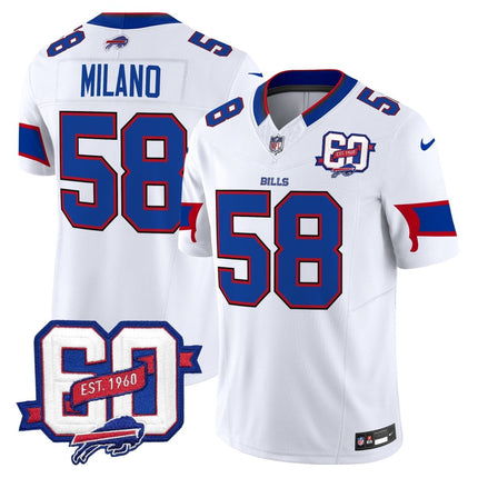 Men's Bills 60th Anniversary Patch Vapor Limited Jersey - All Stitched BUF_KDZ - KINDOZY
