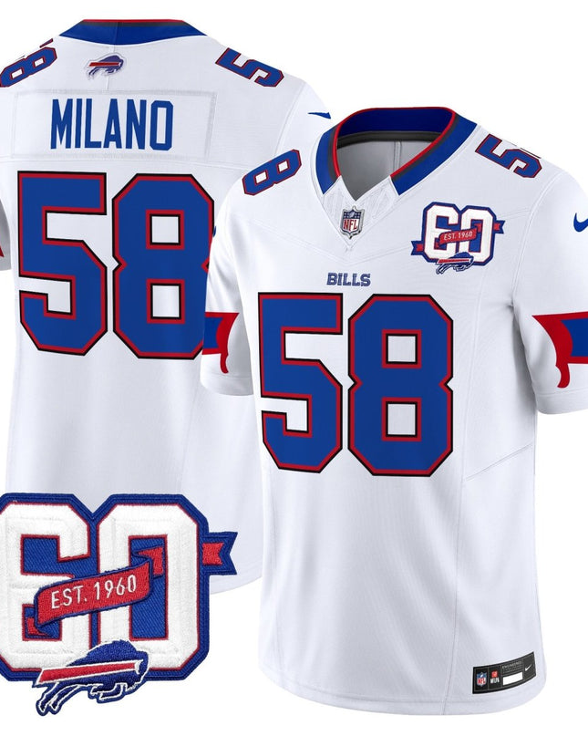 Men's Bills 60th Anniversary Patch Vapor Limited Jersey - All Stitched BUF_KDZ - KINDOZY