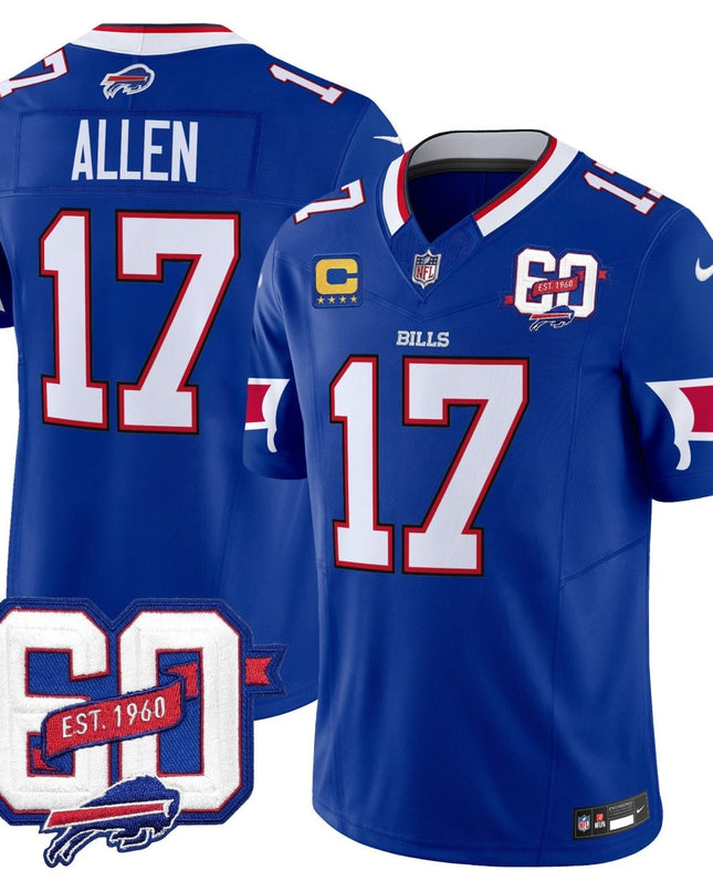 Men's Bills 60th Anniversary Patch Vapor Limited Jersey - All Stitched BUF_KDZ - KINDOZY