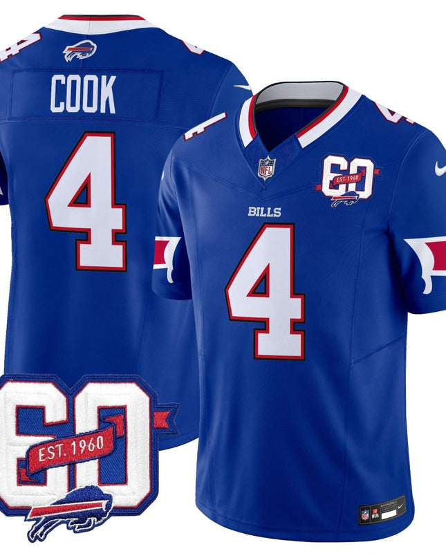 Men's Bills 60th Anniversary Patch Vapor Limited Jersey - All Stitched BUF_KDZ - KINDOZY