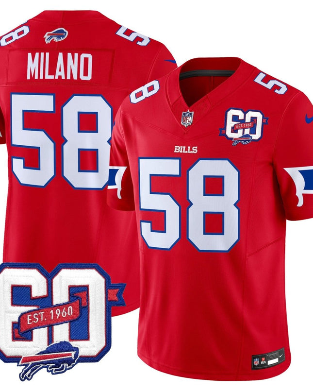Men's Bills 60th Anniversary Patch Vapor Limited Jersey - All Stitched BUF_KDZ - KINDOZY