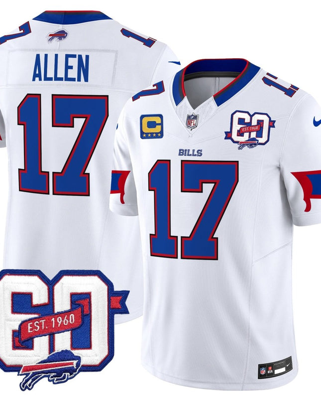 Men's Bills 60th Anniversary Patch Vapor Limited Jersey - All Stitched BUF_KDZ - KINDOZY