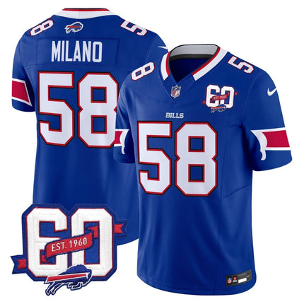 Men's Bills 60th Anniversary Patch Vapor Limited Jersey - All Stitched BUF_KDZ - KINDOZY