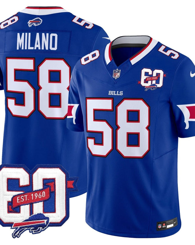 Men's Bills 60th Anniversary Patch Vapor Limited Jersey - All Stitched BUF_KDZ - KINDOZY