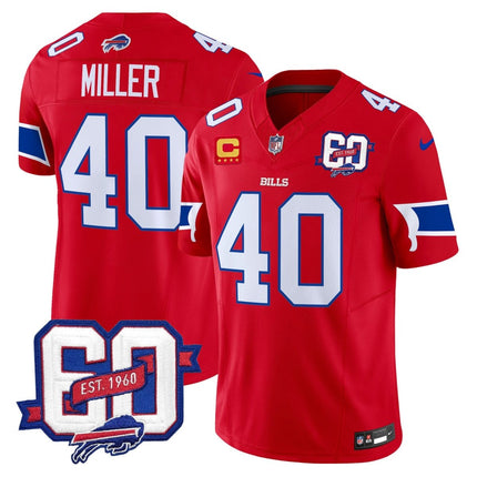 Men's Bills 60th Anniversary Patch Vapor Limited Jersey - All Stitched BUF_KDZ - KINDOZY