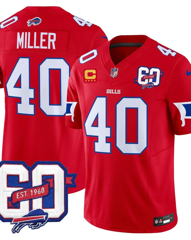 Men's Bills 60th Anniversary Patch Vapor Limited Jersey - All Stitched BUF_KDZ - KINDOZY