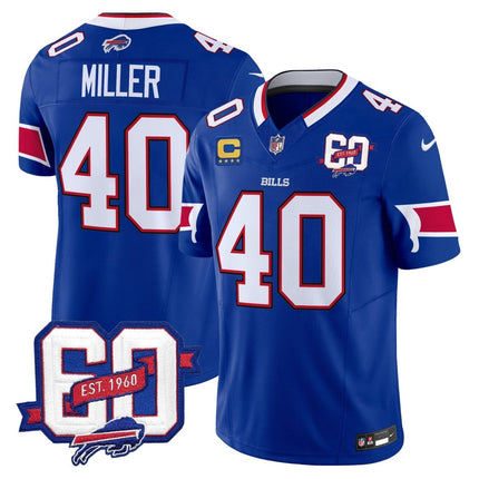 Men's Bills 60th Anniversary Patch Vapor Limited Jersey - All Stitched BUF_KDZ - KINDOZY