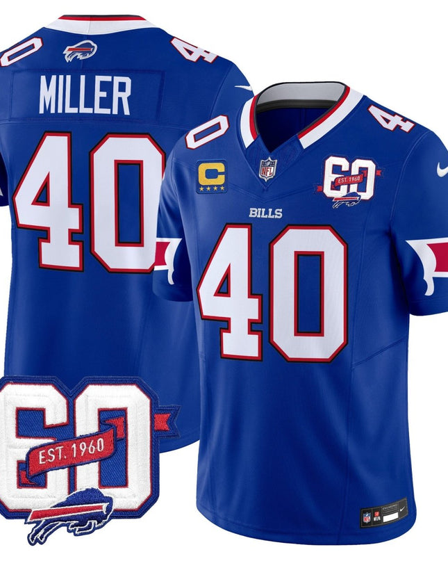 Men's Bills 60th Anniversary Patch Vapor Limited Jersey - All Stitched BUF_KDZ - KINDOZY