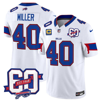 Men's Bills 60th Anniversary Patch Vapor Limited Jersey - All Stitched BUF_KDZ - KINDOZY
