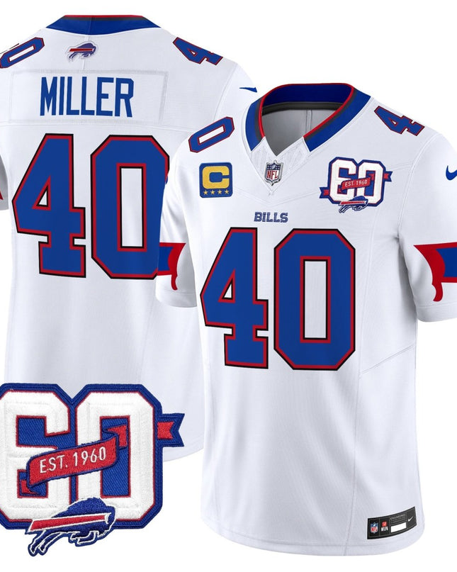 Men's Bills 60th Anniversary Patch Vapor Limited Jersey - All Stitched BUF_KDZ - KINDOZY