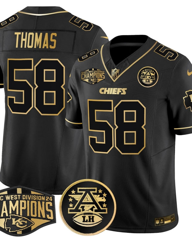 Men's Chiefs 2024 AFC West Division Champions Patch Gold Vapor Limited Jersey - All Stitched KCCHI_KDZ - KINDOZY