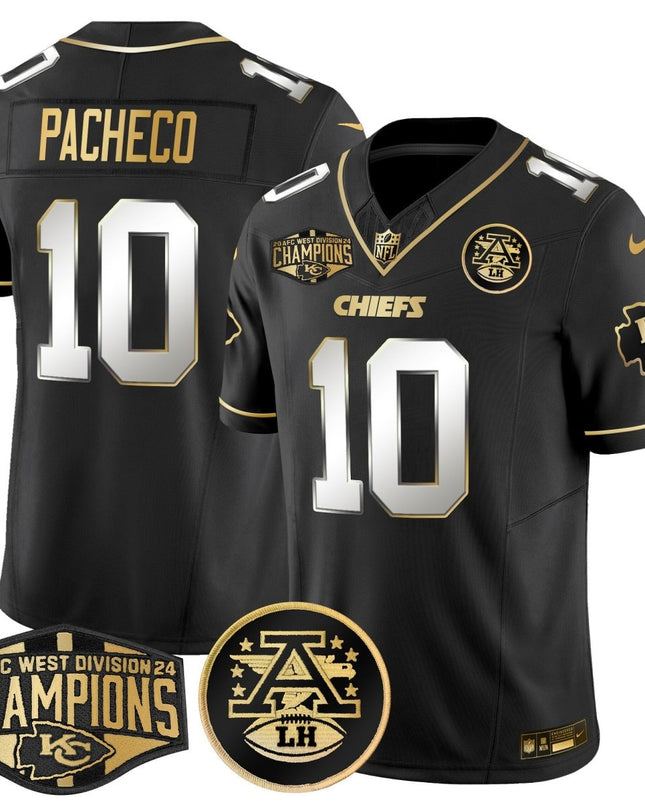 Men's Chiefs 2024 AFC West Division Champions Patch Gold Vapor Limited Jersey - All Stitched KCCHI_KDZ - KINDOZY