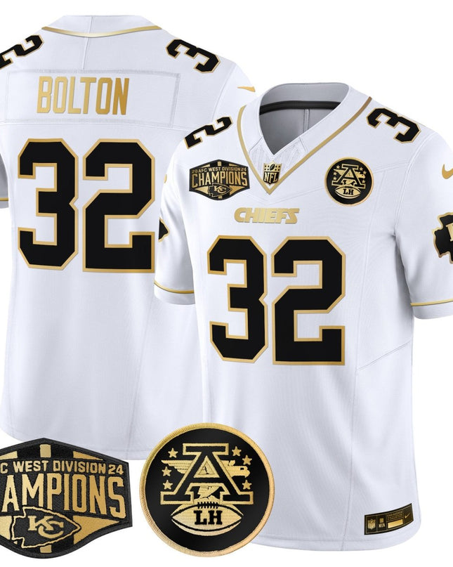 Men's Chiefs 2024 AFC West Division Champions Patch Gold Vapor Limited Jersey - All Stitched KCCHI_KDZ - KINDOZY