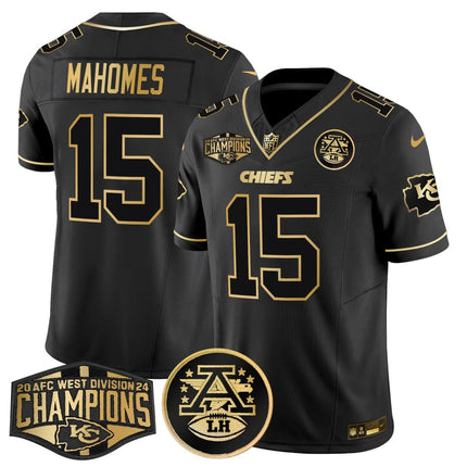 Men's Chiefs 2024 AFC West Division Champions Patch Gold Vapor Limited Jersey - All Stitched KCCHI_KDZ - KINDOZY