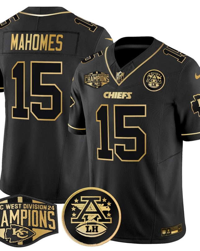 Men's Chiefs 2024 AFC West Division Champions Patch Gold Vapor Limited Jersey - All Stitched KCCHI_KDZ - KINDOZY