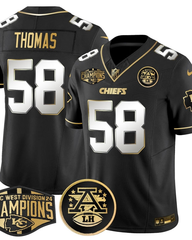 Men's Chiefs 2024 AFC West Division Champions Patch Gold Vapor Limited Jersey - All Stitched KCCHI_KDZ - KINDOZY