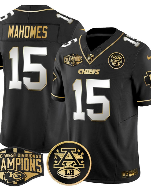Men's Chiefs 2024 AFC West Division Champions Patch Gold Vapor Limited Jersey - All Stitched KCCHI_KDZ - KINDOZY