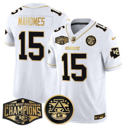 Men's Chiefs 2024 AFC West Division Champions Patch Gold Vapor Limited Jersey - All Stitched KCCHI_KDZ - KINDOZY