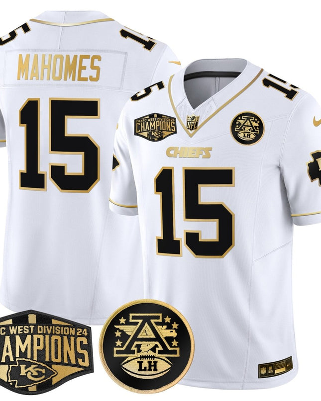 Men's Chiefs 2024 AFC West Division Champions Patch Gold Vapor Limited Jersey - All Stitched KCCHI_KDZ - KINDOZY